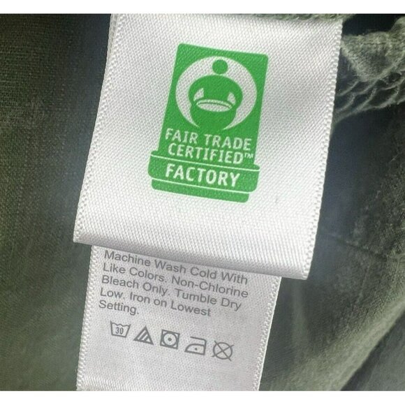 J Crew Denim Capri Pant Size Large Green Linen Blend Pull On Elastic Waist Tie - Picture 6 of 8